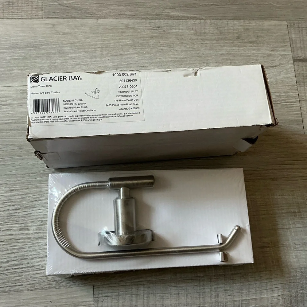 Glacier Bay Menlo Towel Ring Brushed Nickel – New Sealed